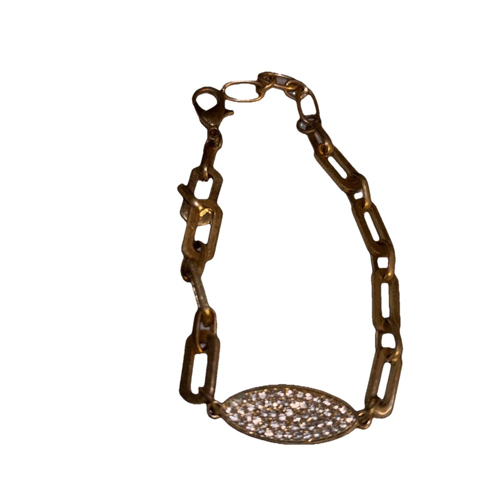 Gold Tone Clear Rhinestone Bracelet 8" Valentine's Day